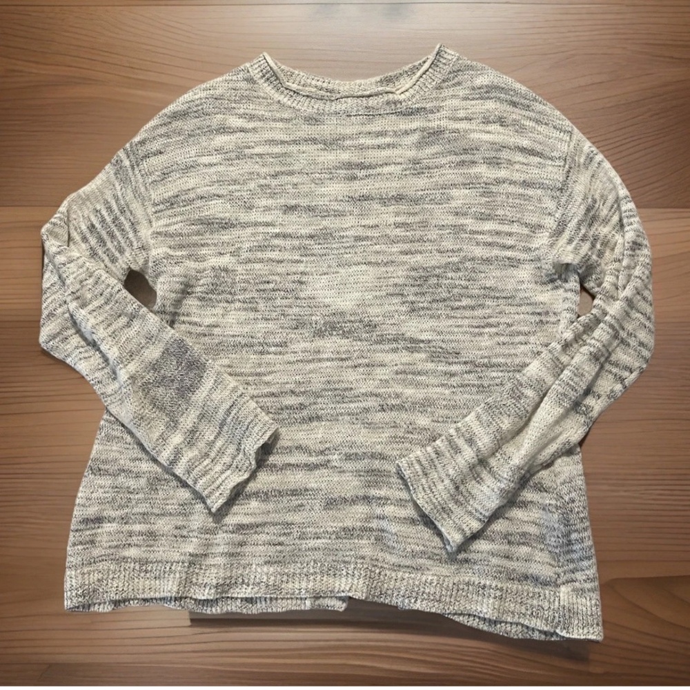 Michael Stars Women’s Knit Marled Sweater S CutOut Back Blue White Anthropologie